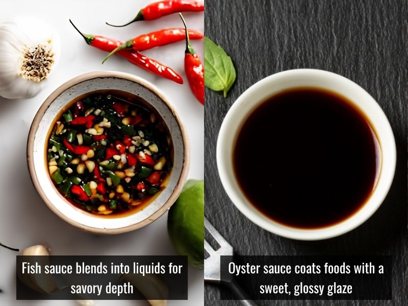 Fish sauce and oyster sauce are not interchangeable