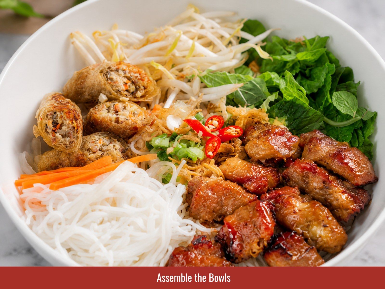Assembling the vermicelli bowl