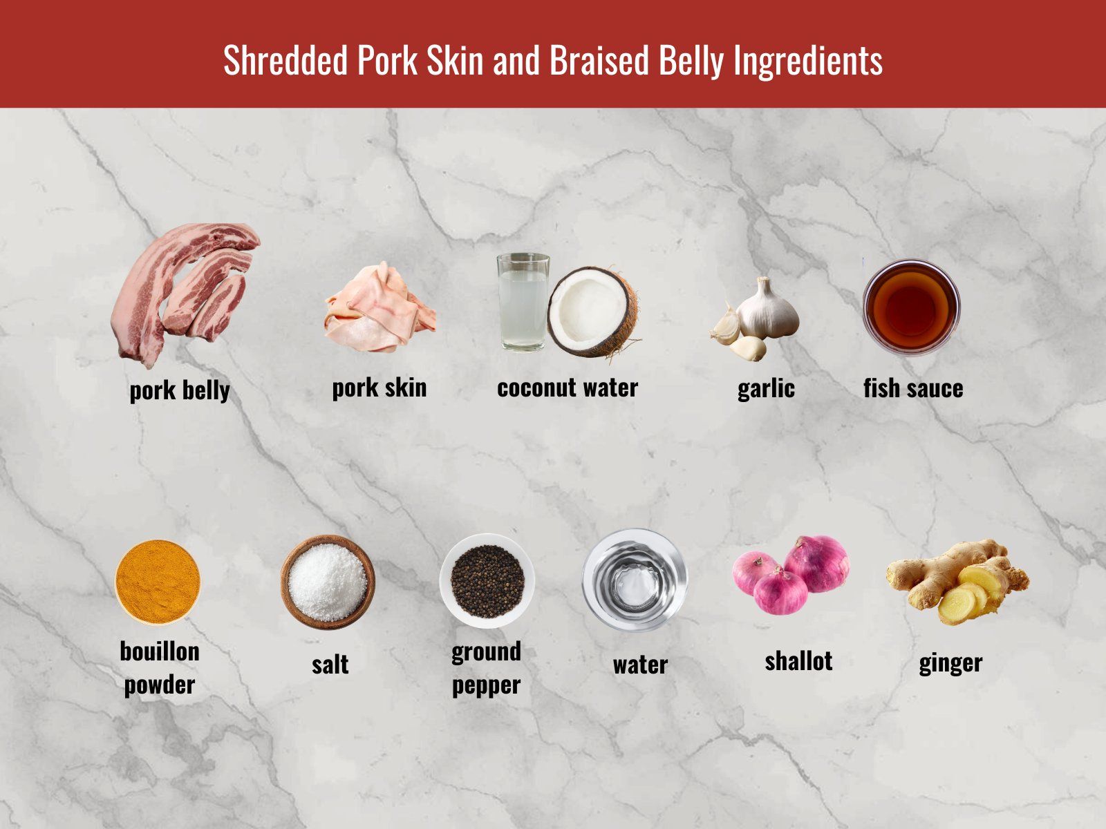 Pork skin and belly ingredients for bi