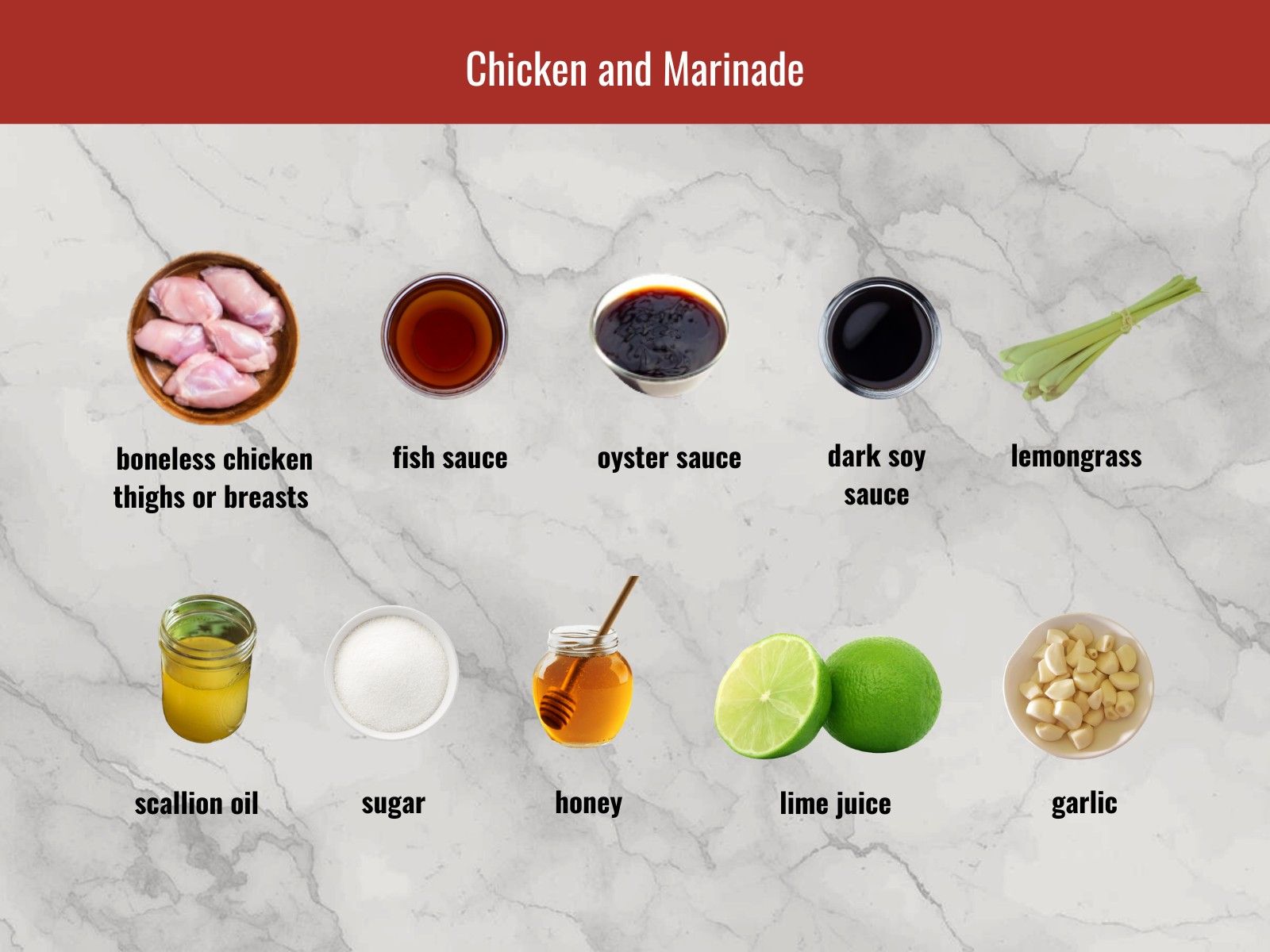 Bun ga nuong chicken marinade ingredients