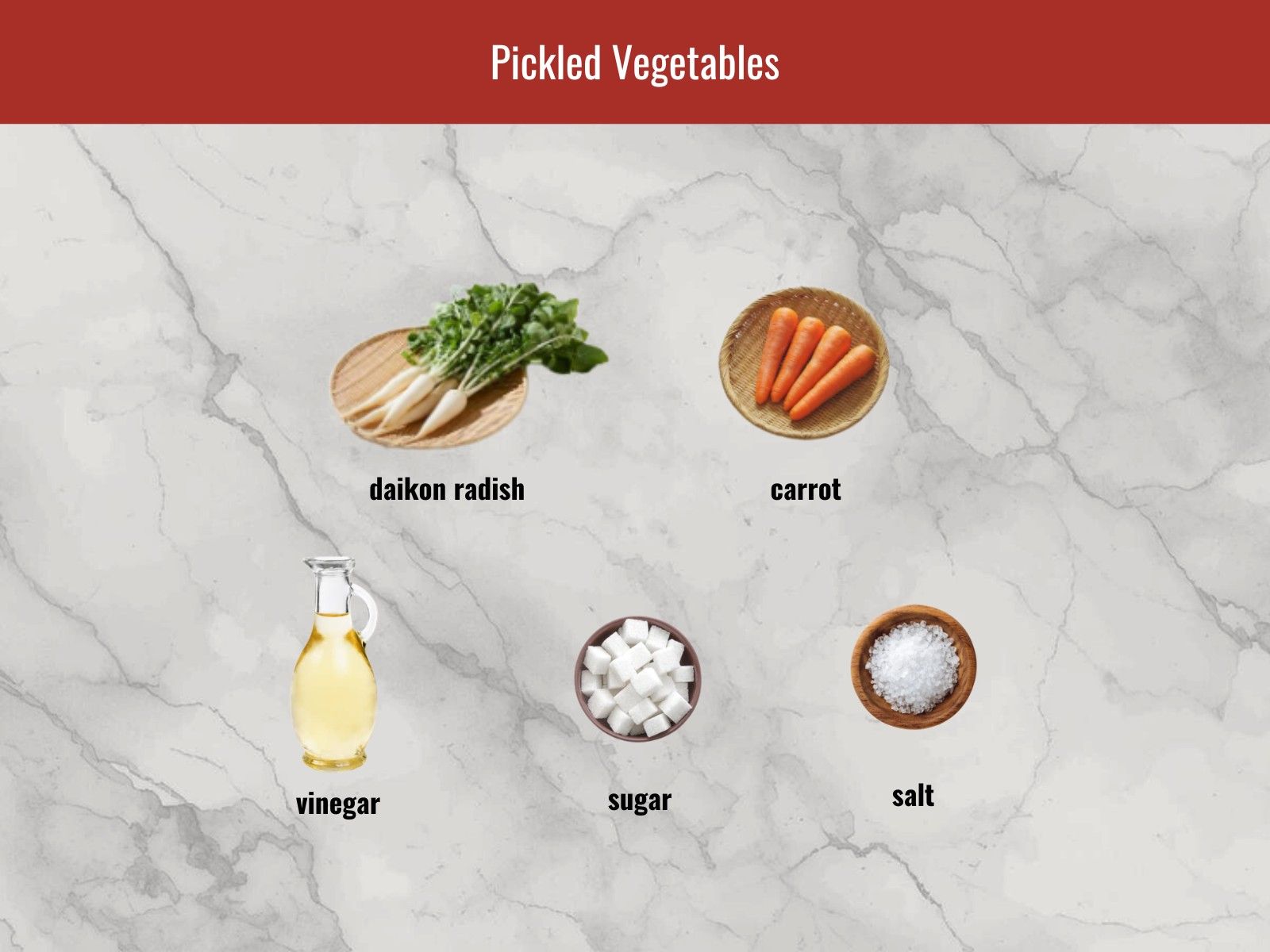 Vietnamese pickled vegetables for bun ga nuong