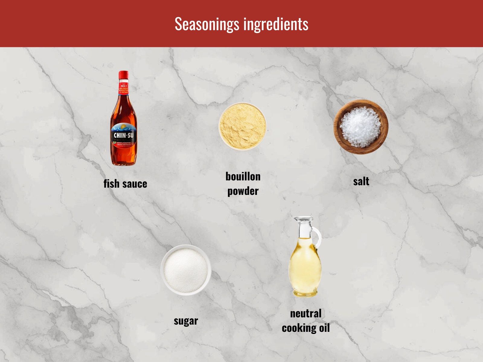 Fish sauce, sugar, salt, and tamarind for canh chua