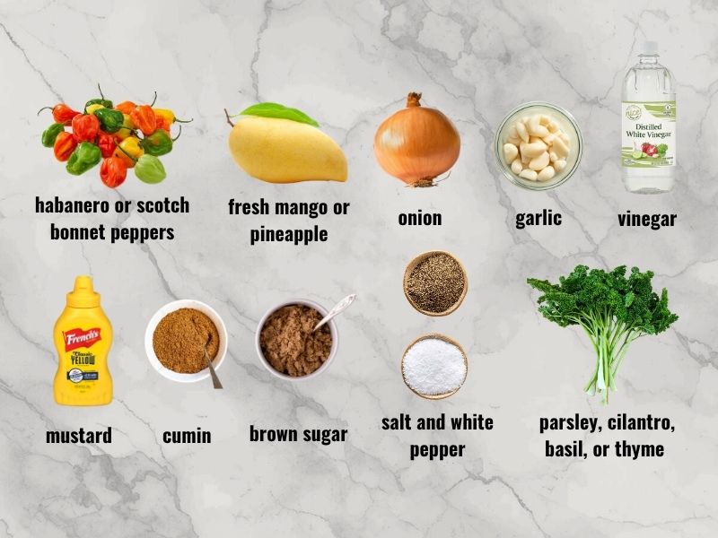 Ingredients for Caribbean hot sauce
