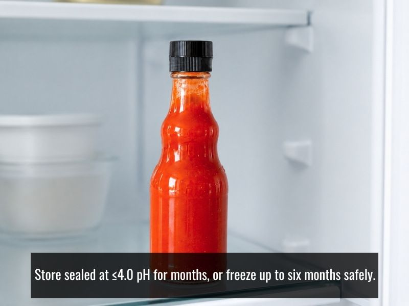 Store cayenne hot sauce in bottle