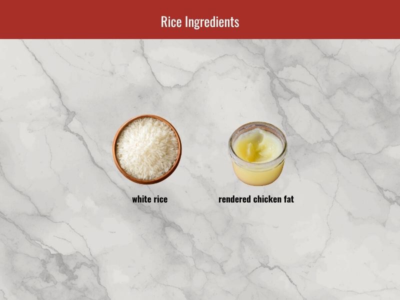 White rice and chicken fat used to toast rice before cooking Vietnamese chicken porridge