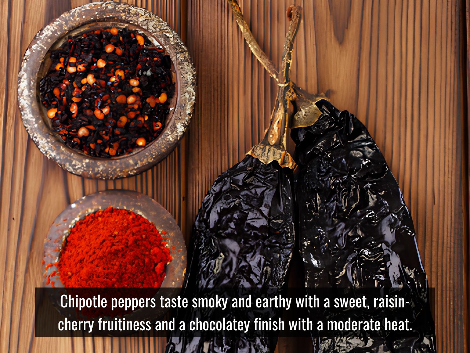 Chipotle pepper with smoky earthy sweet flavor