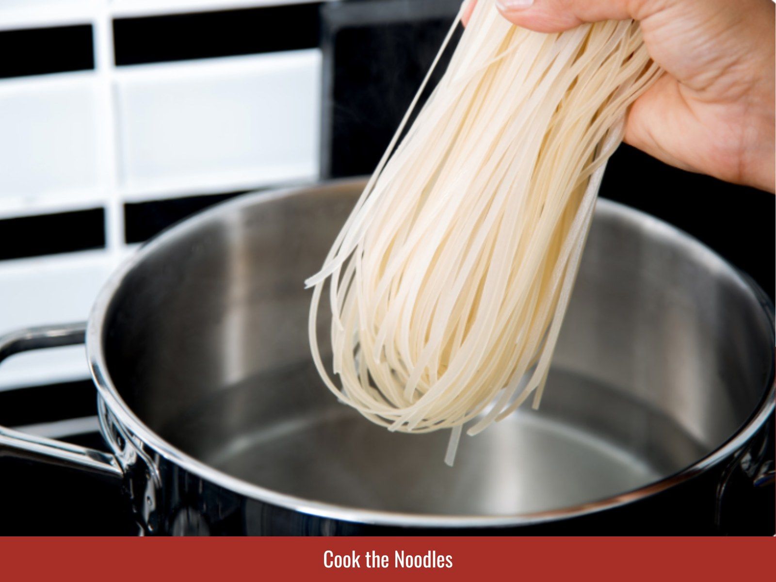 Cooking rice vermicelli noodles for vermicelli bowl