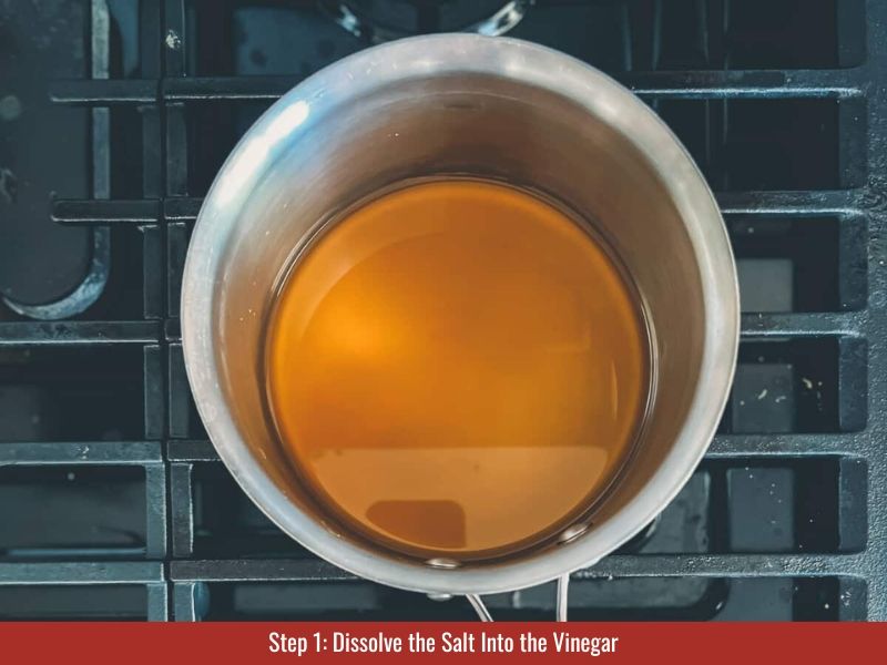Dissolve salt in vinegar first to prevent clumps and season vegetables evenly from the start