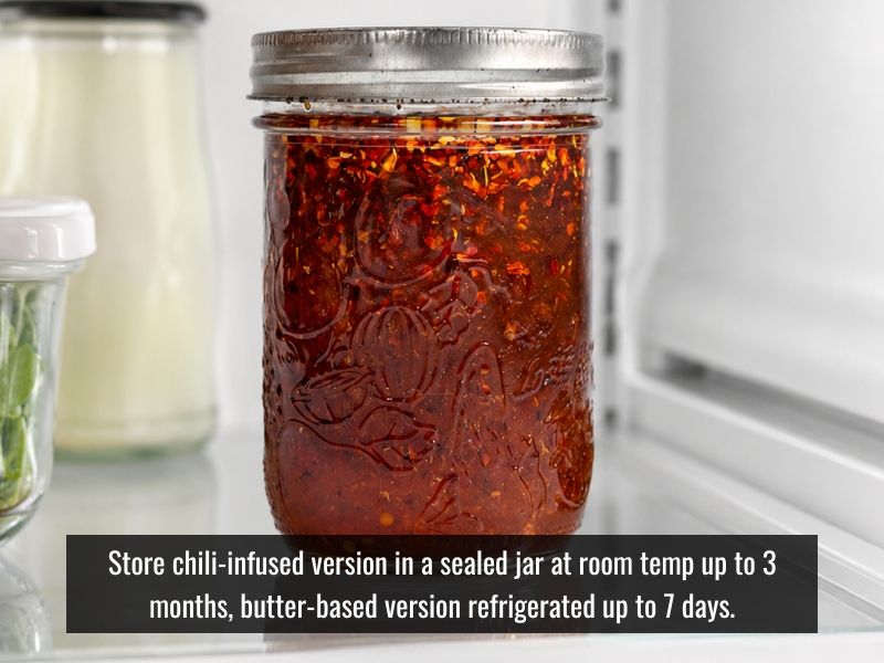 Hot honey sauce stored in glass jar