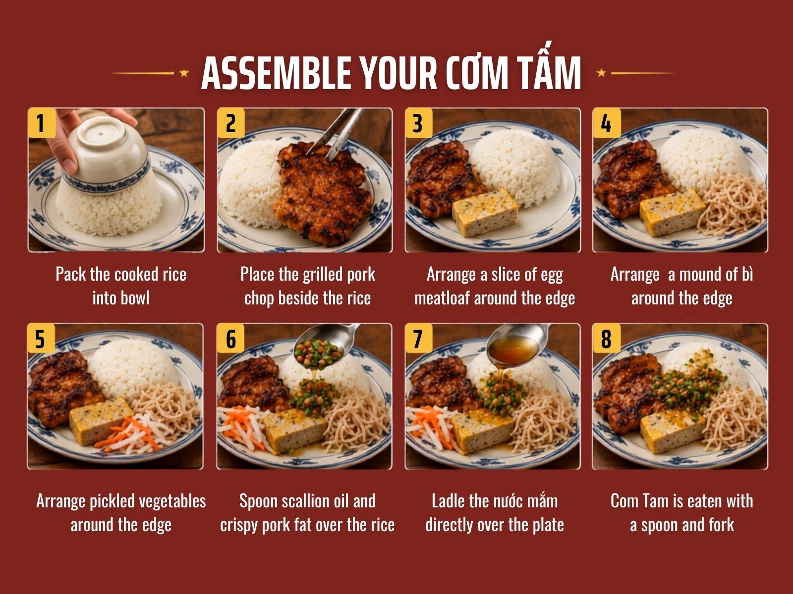 Com tam served warm with sauce poured over