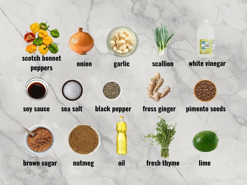 Ingredients for Jamaican hot sauce