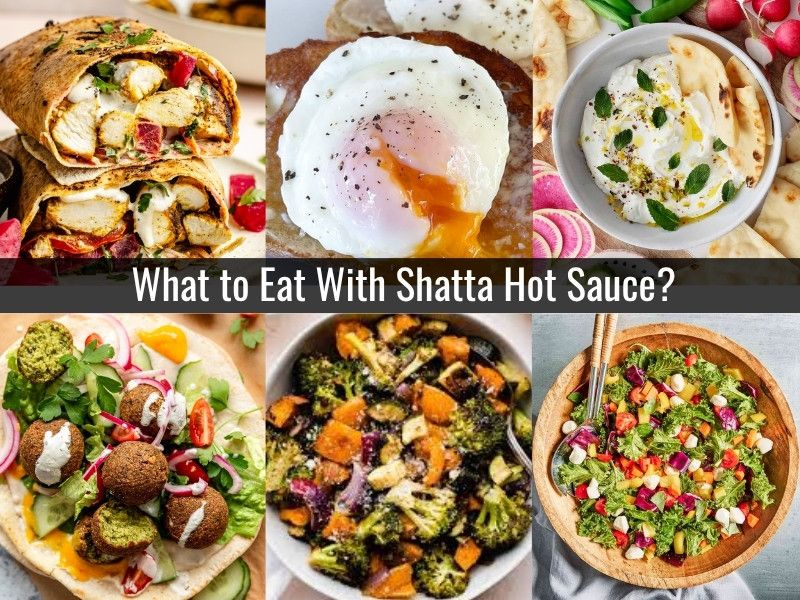 Shatta with kebabs, hummus, eggs, and wraps