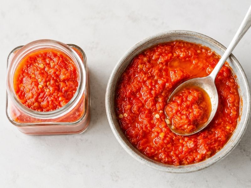 Lebanese shatta hot sauce with fermented peppers