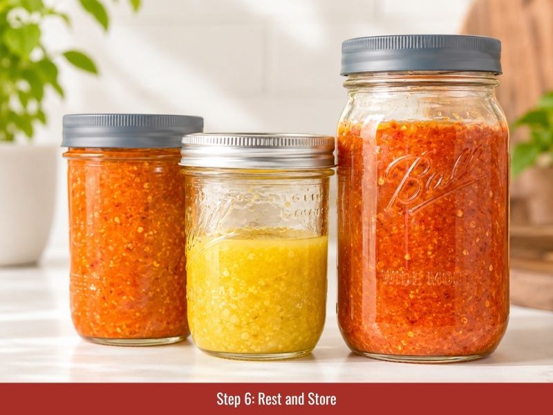 let fermented hot sauce rest and store