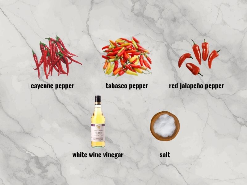 Ingredients for Louisiana hot sauce