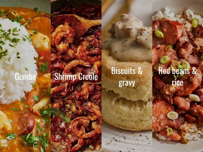 Louisiana locals using hot sauce on gumbo, shrimp, biscuits, and red beans