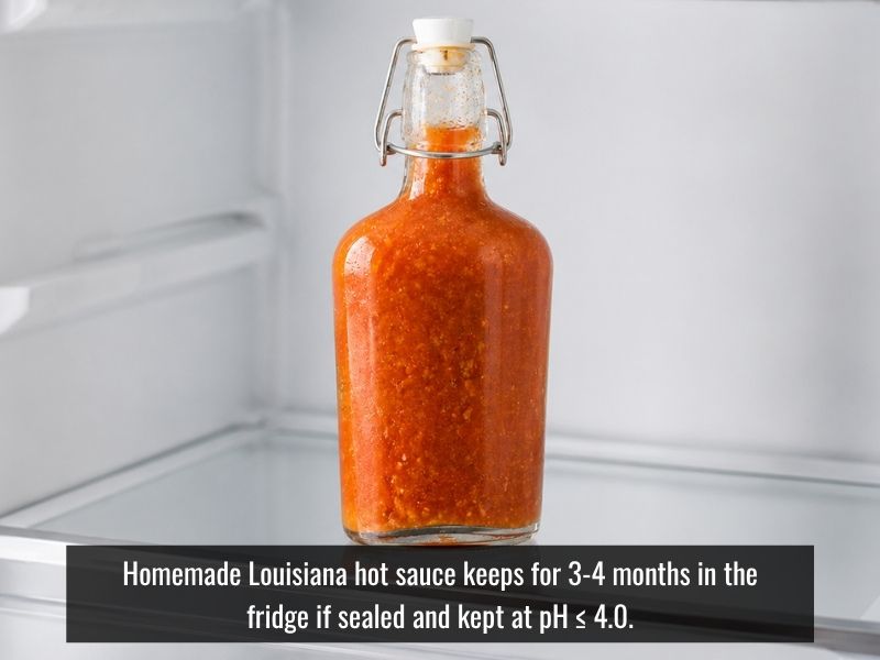 Store Louisiana hot sauce in a sealed bottle in the fridge