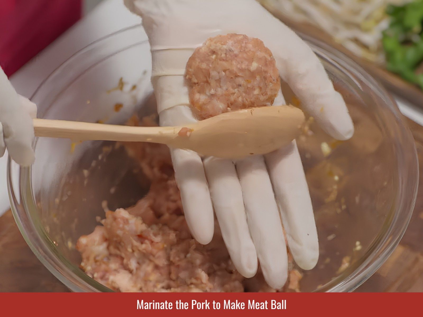 making meatball for bun cha
