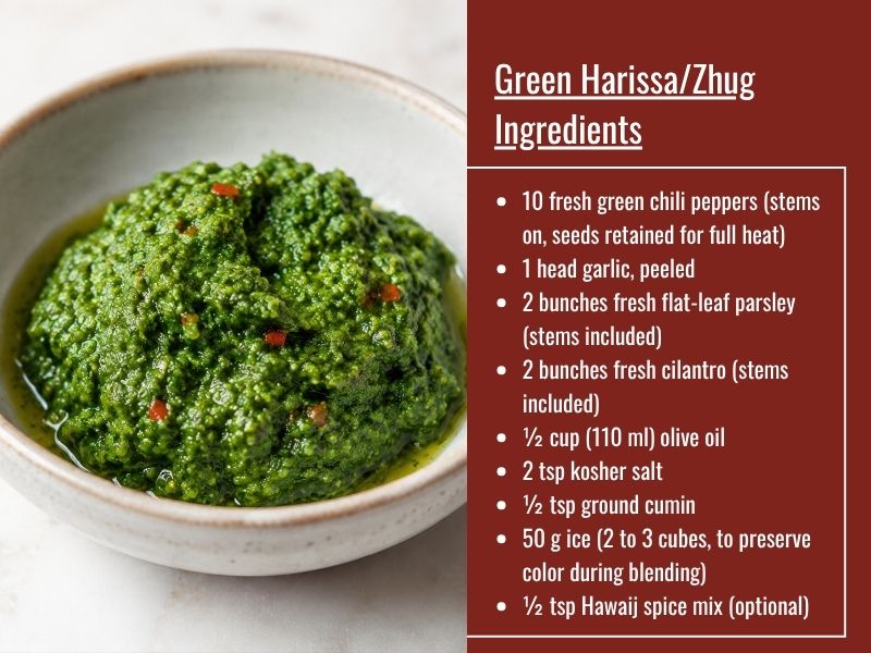 Green Harissa / Zhug with fresh green chilies