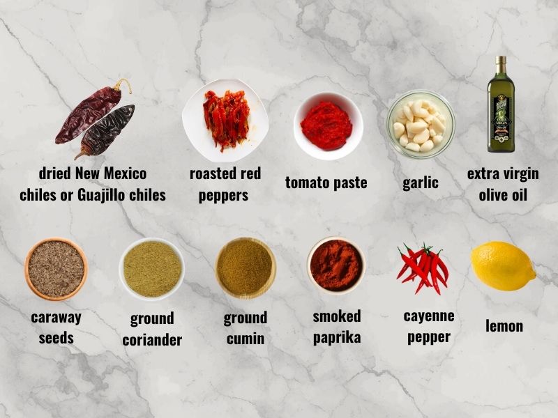 Ingredients for Mediterranean hot sauce