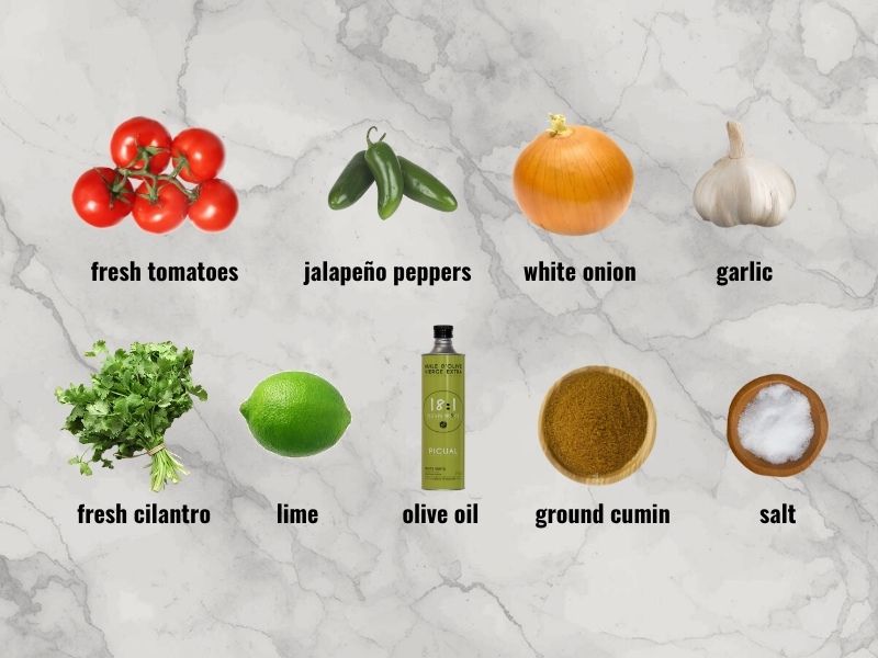 Ingredients for Mexican hot sauce