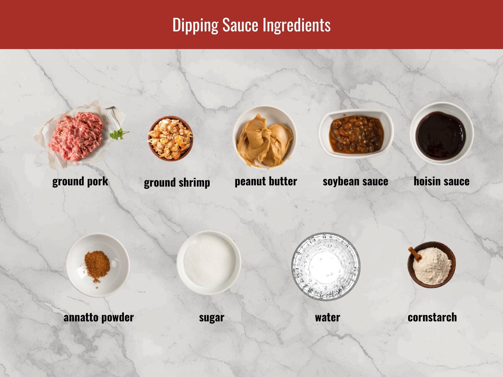 Pork and shrimp dipping sauce with peanuts and hoisin