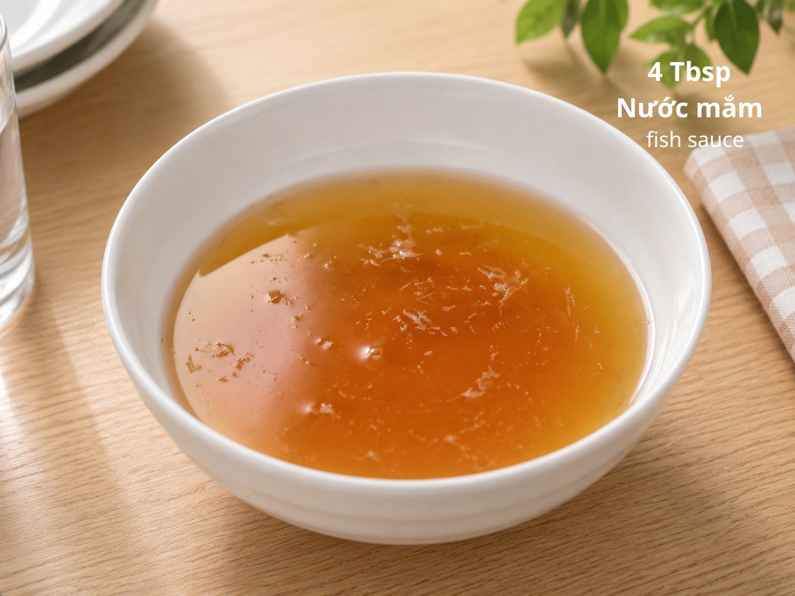 Fish sauce being poured into the sweetened lime water, turning the mixture amber