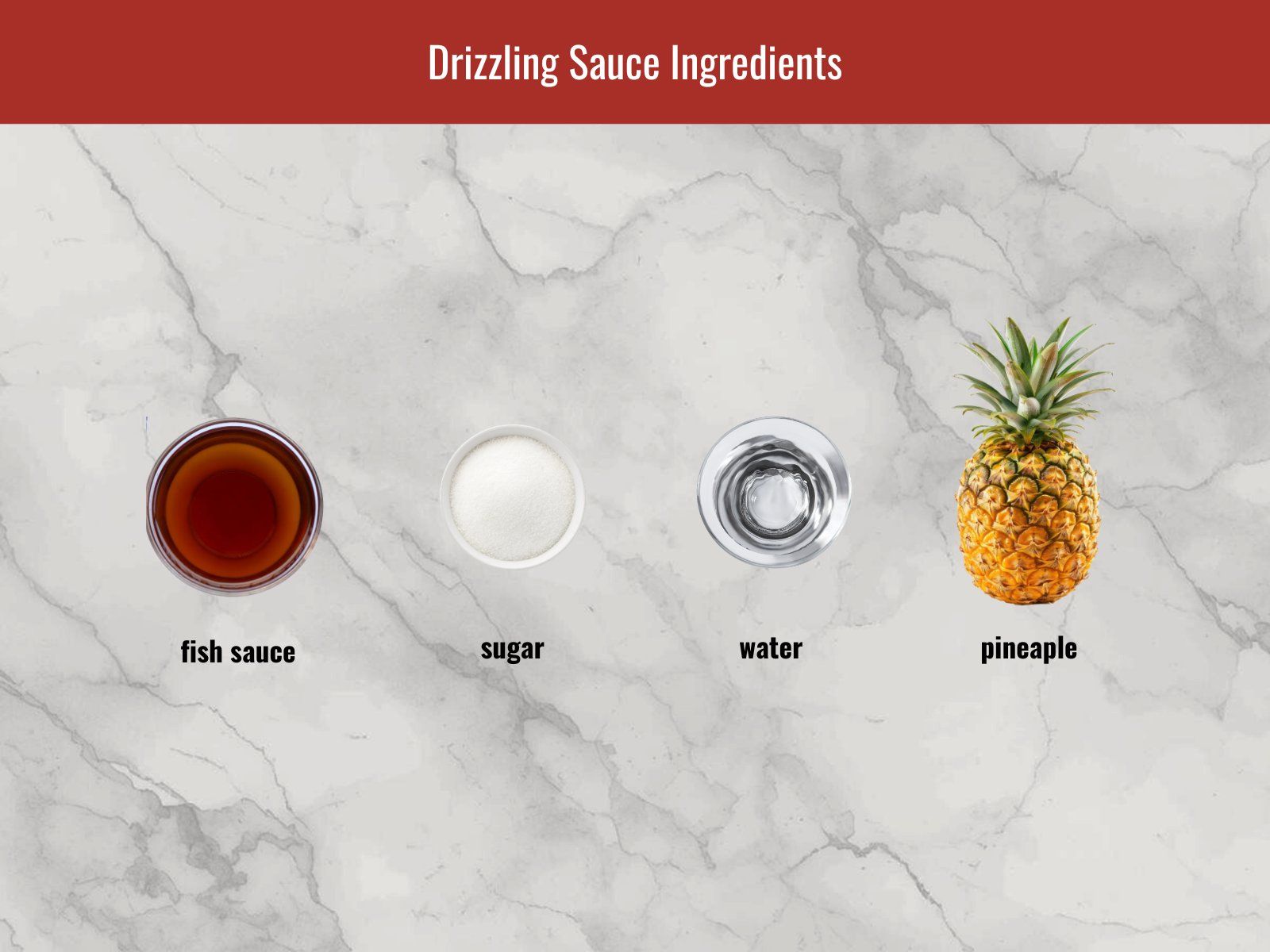 Fish sauce, sugar, pineapple for com tam sauce