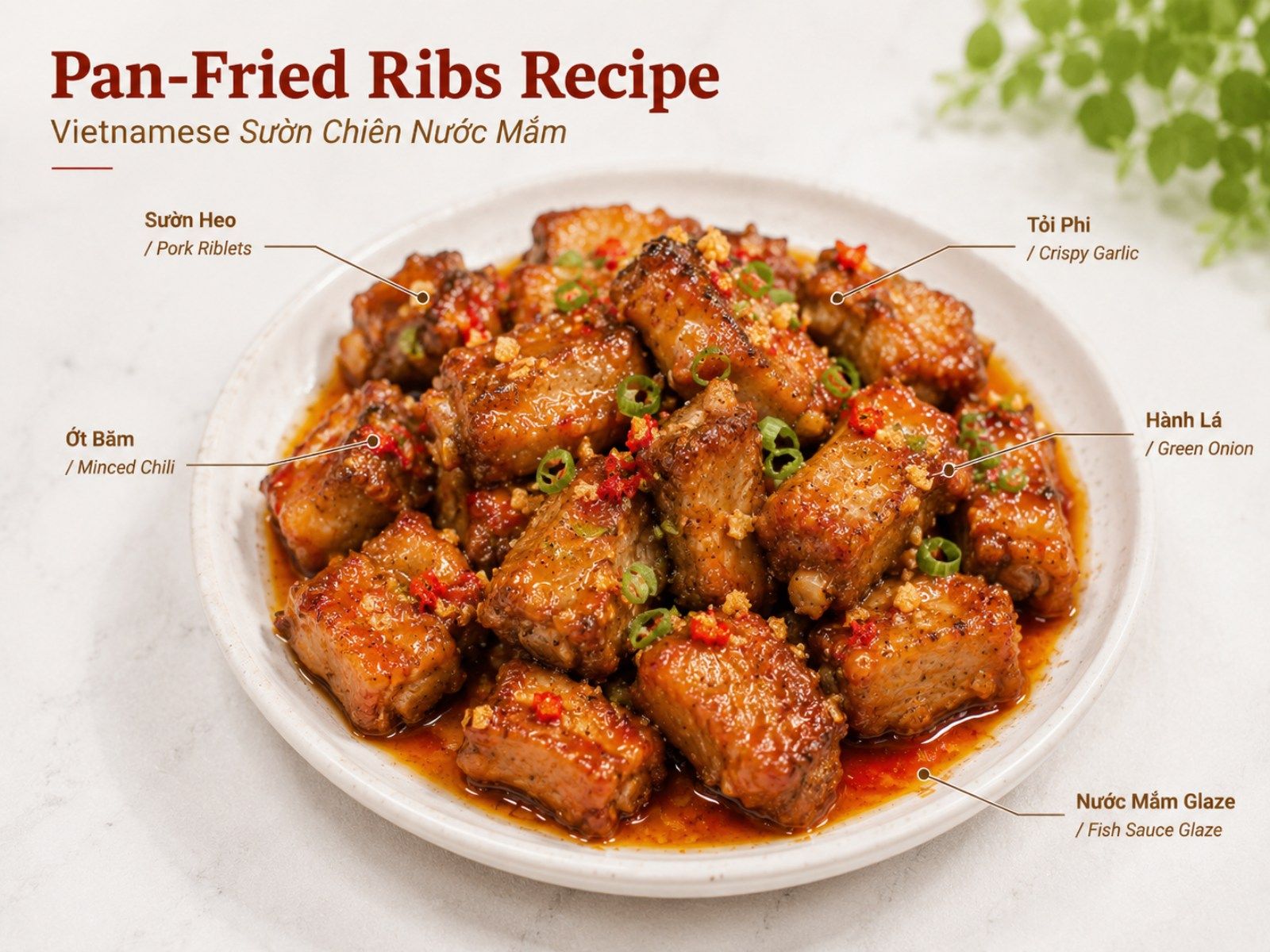 Pan-fried ribs overview Sườn chiên nước mắm overview