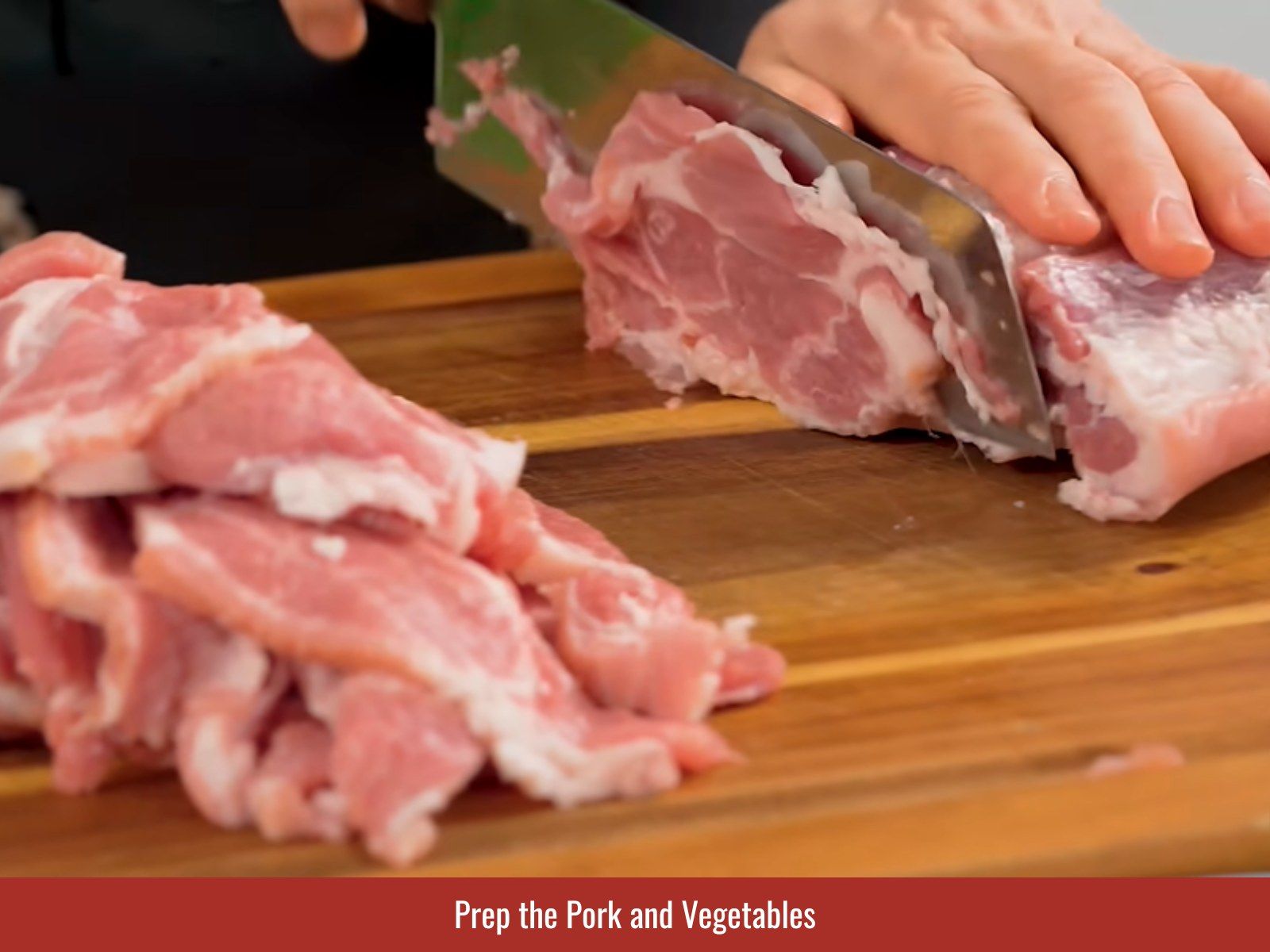 Sliced pork and prepped vegetables for bun thit nuong