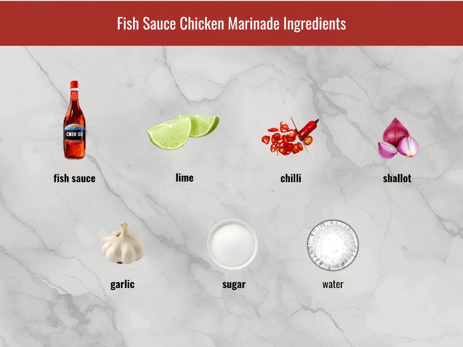 Prik nam pla ingredients with fish sauce chilies and lime