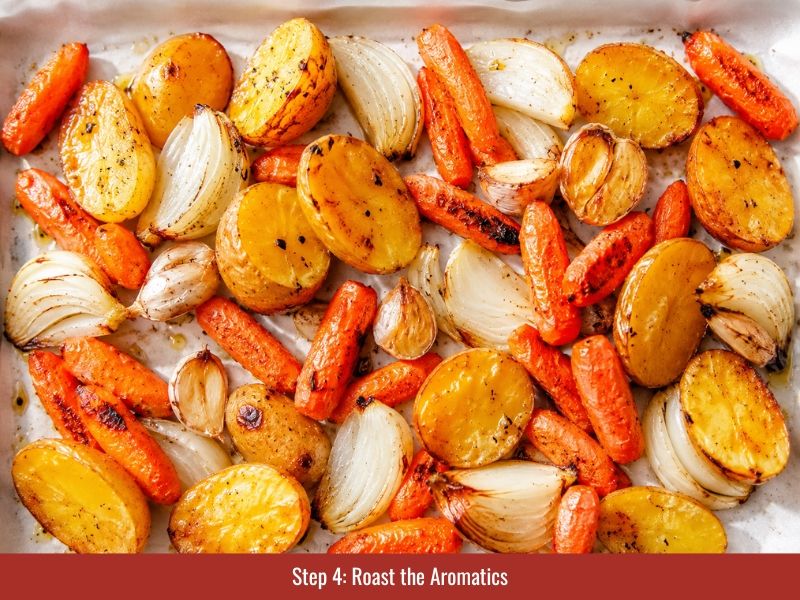 Roast carrots, onions, and garlic for fermented hot sauce