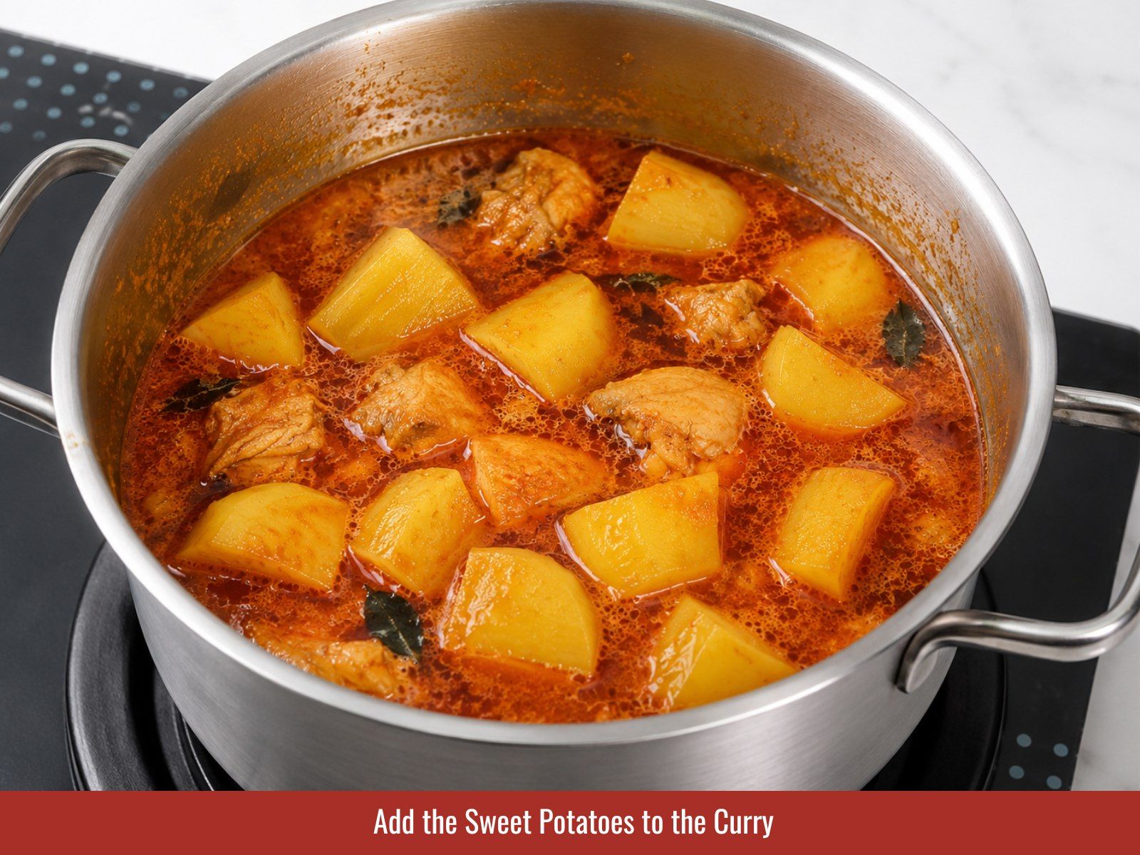 Add sweet potatoes to curry