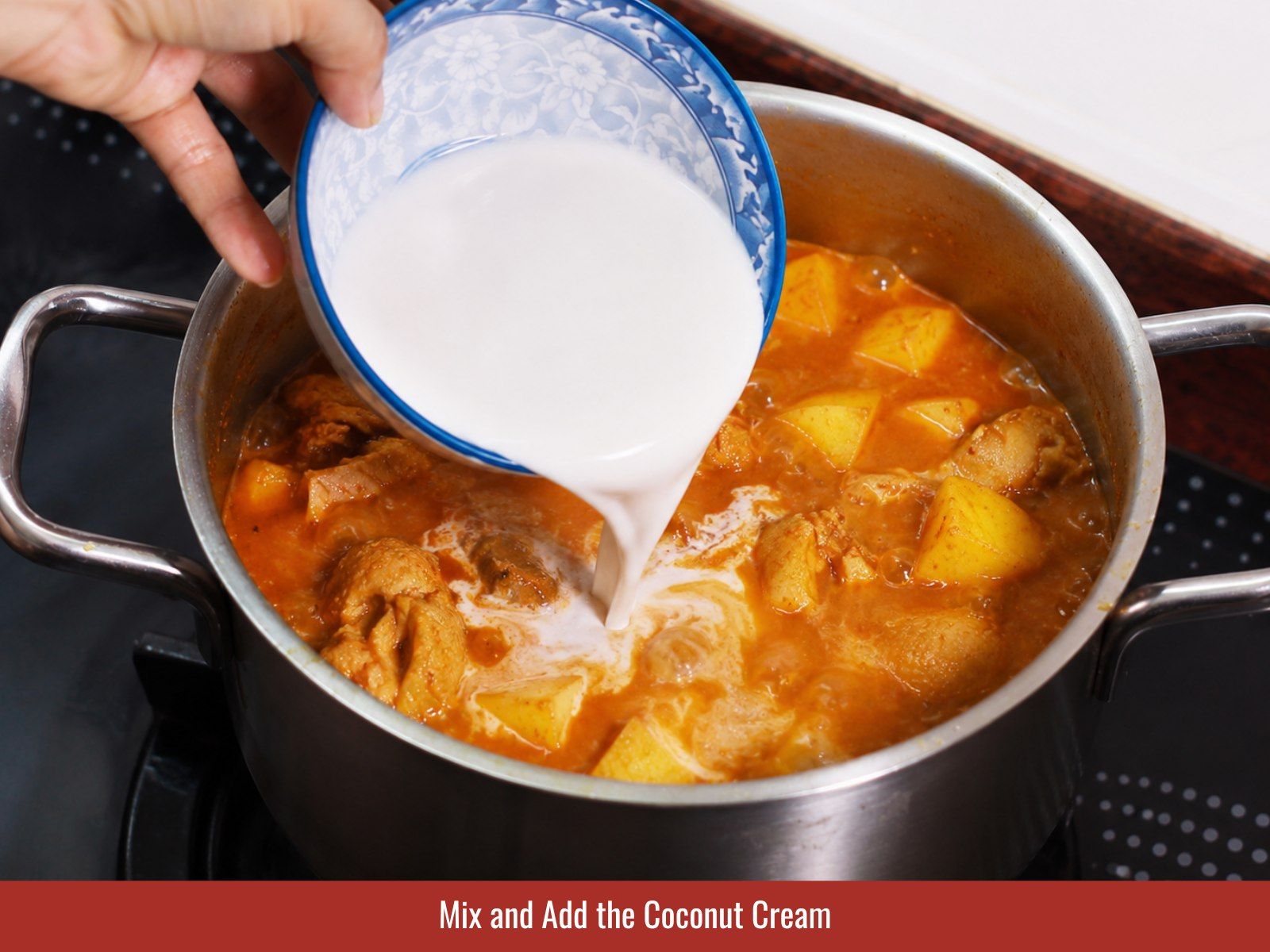 Add coconut cream to curry