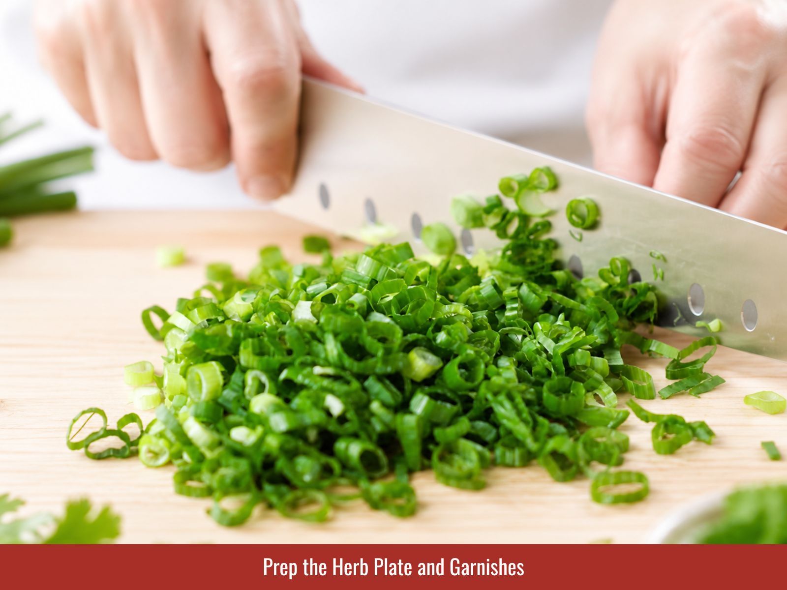 Preparing pho herbs and garnishes