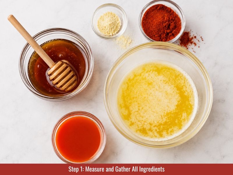 Cold butter and seasonings measured for buffalo sauce