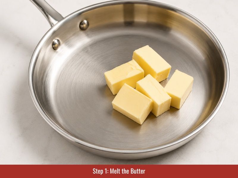 Melt butter for Nashville hot sauce