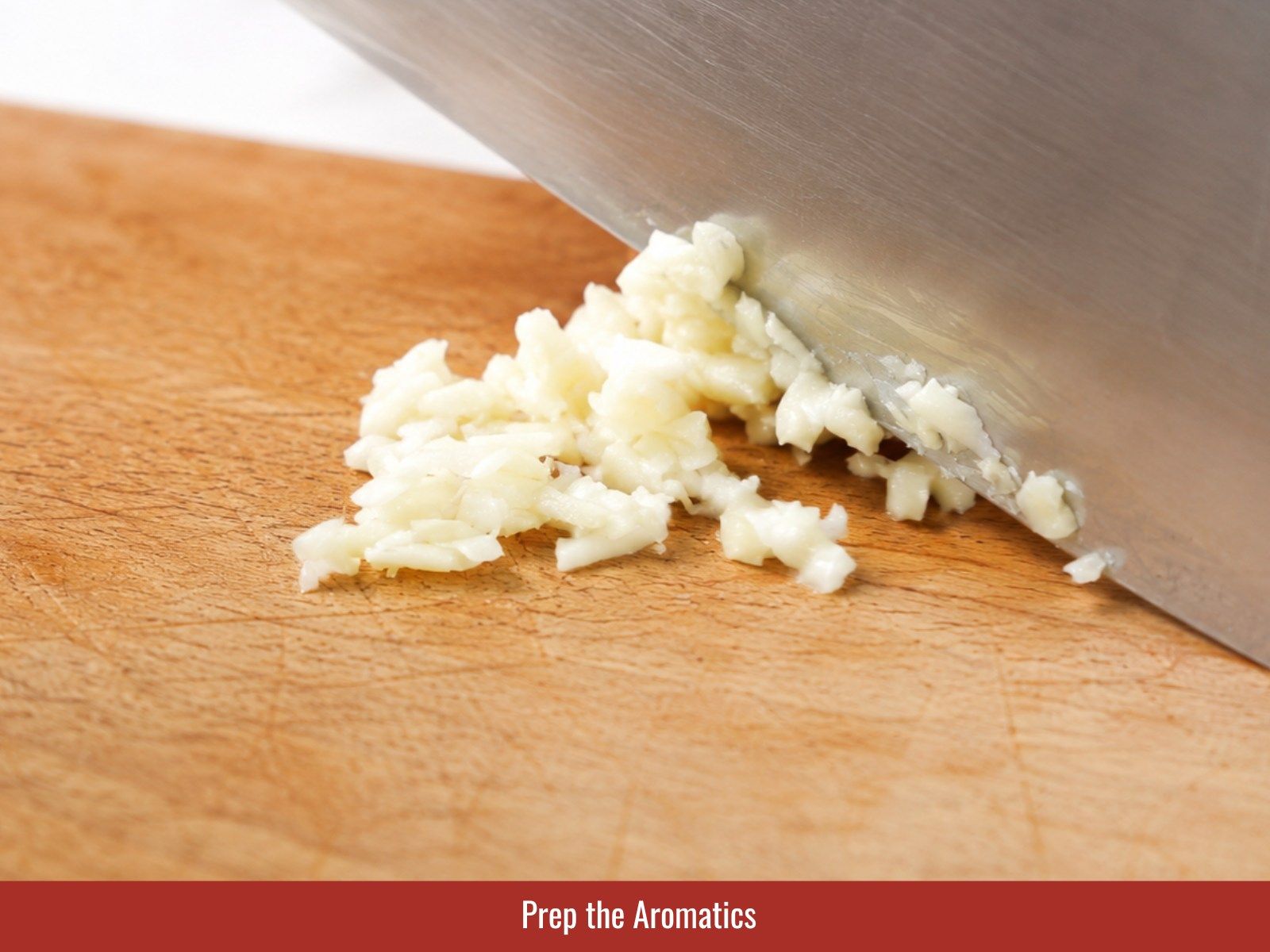 Prepare garlic, scallions, and chilies