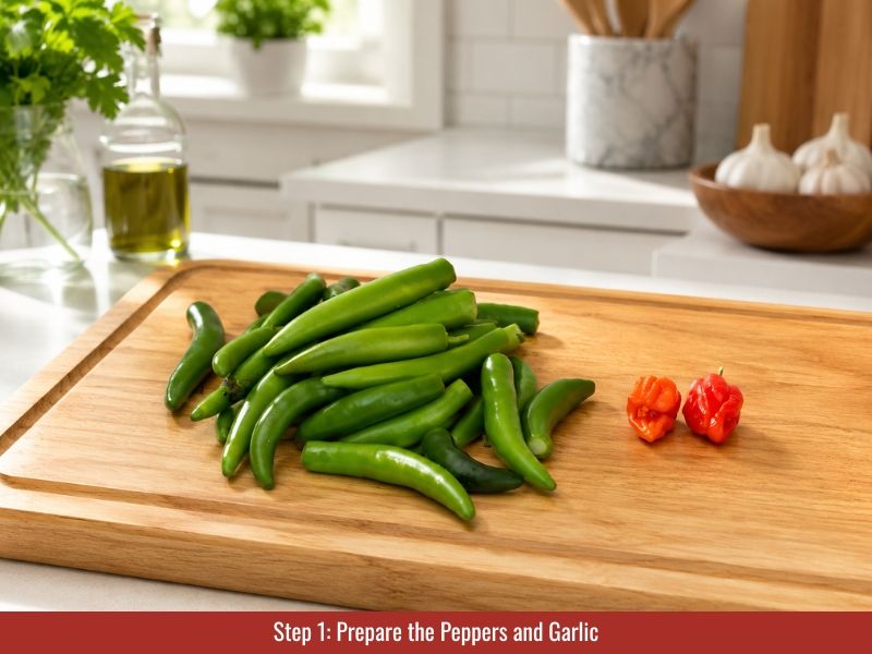 Step 1: Prepare the Peppers and Garlic