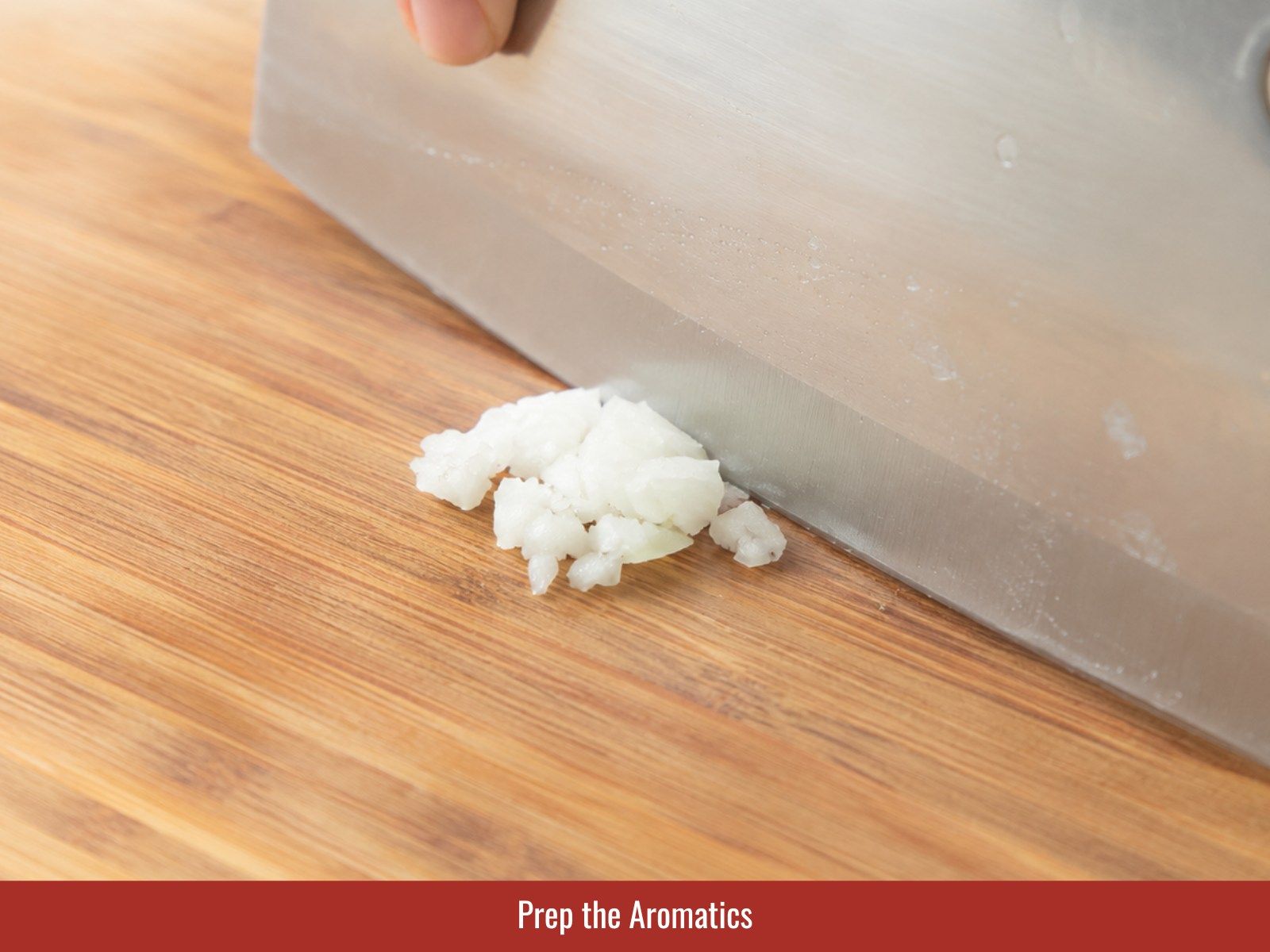 Prepare garlic, shallots, scallions, and chilies