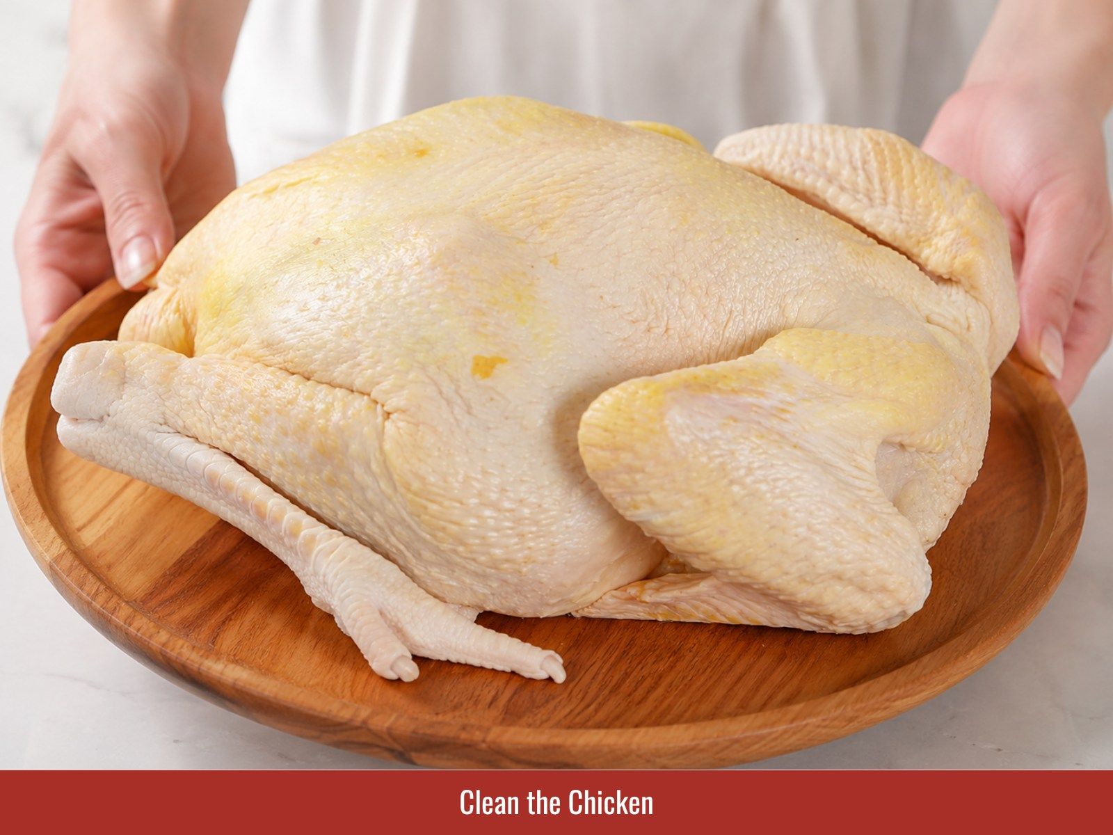 Clean chicken before poaching
