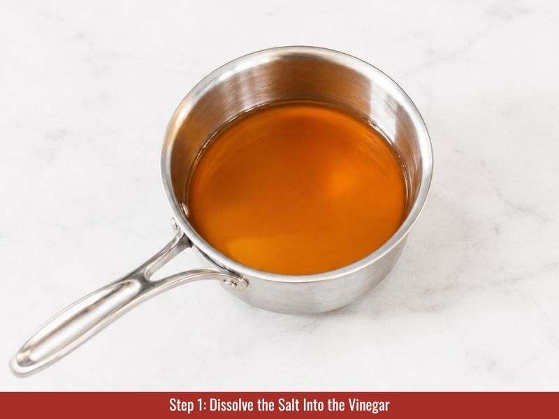 Kosher salt dissolving in distilled white vinegar