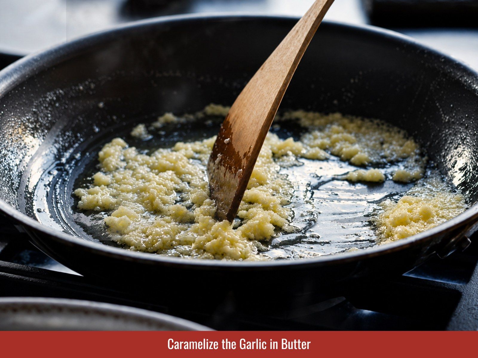 Caramelize garlic in butter