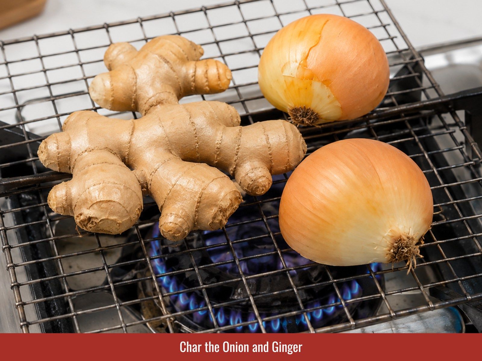 Char onion and ginger for pho broth