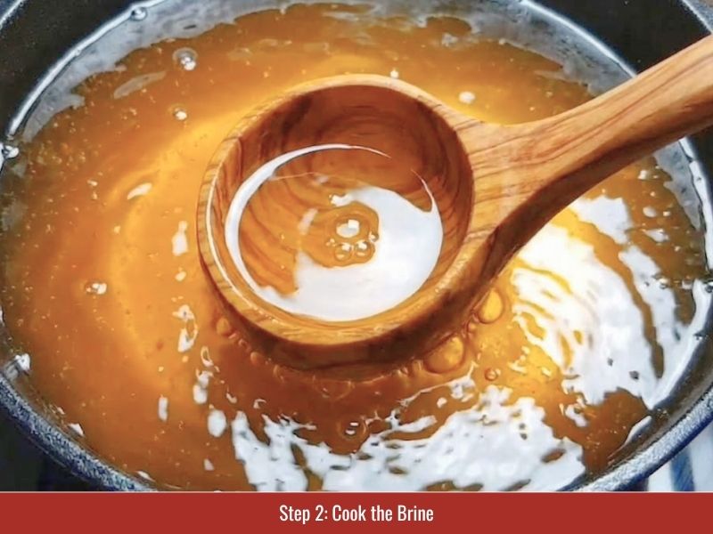 Preparing salted fermentation brine with water, sea salt, sugar, and optional vinegar for dua chua