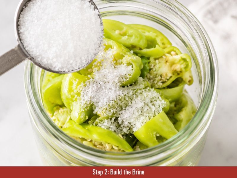 Build brine for pepperoncini hot sauce