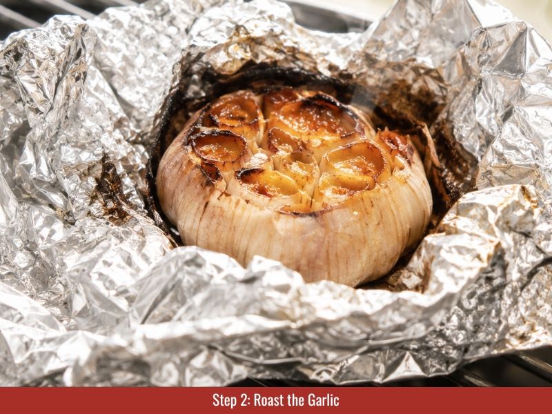 Roast garlic for Thai chili hot sauce