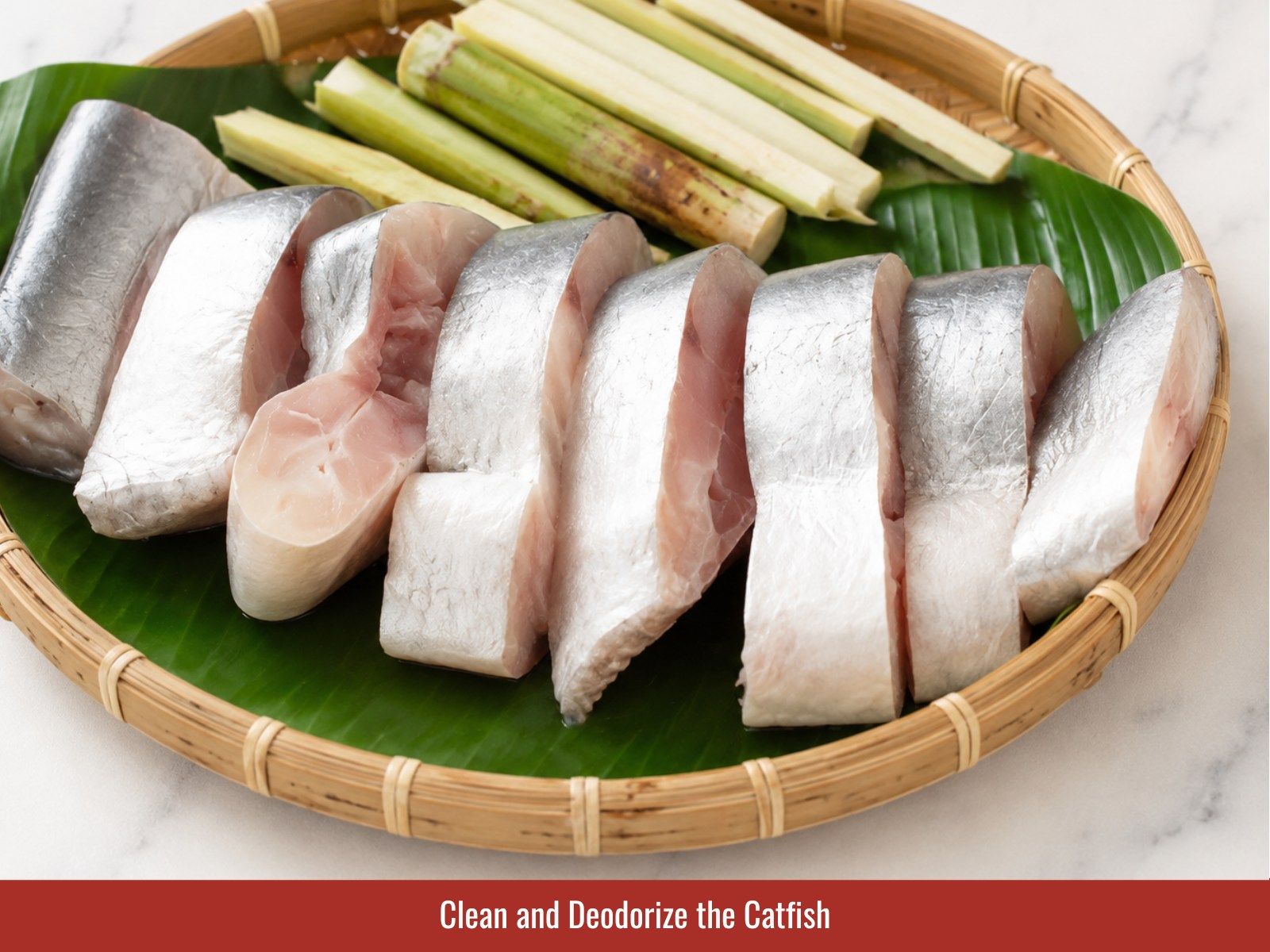 Clean catfish steaks to remove muddy odors