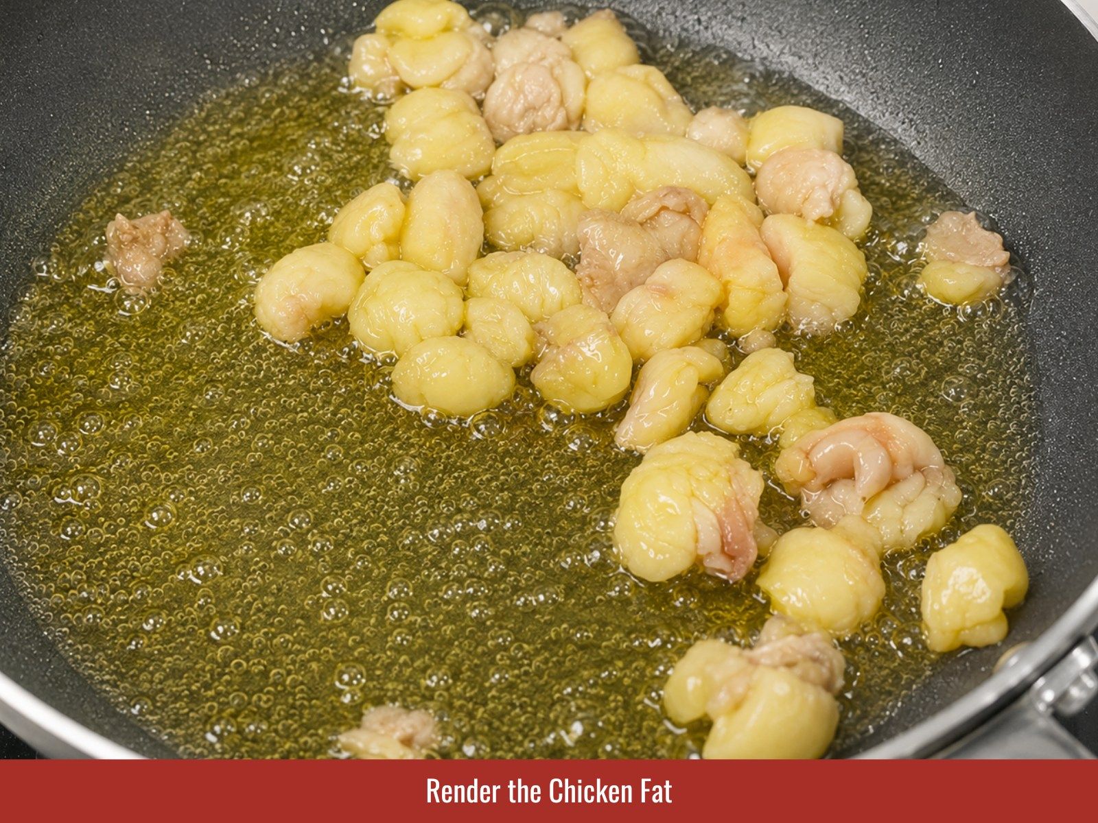Render chicken fat for turmeric rice and gizzards