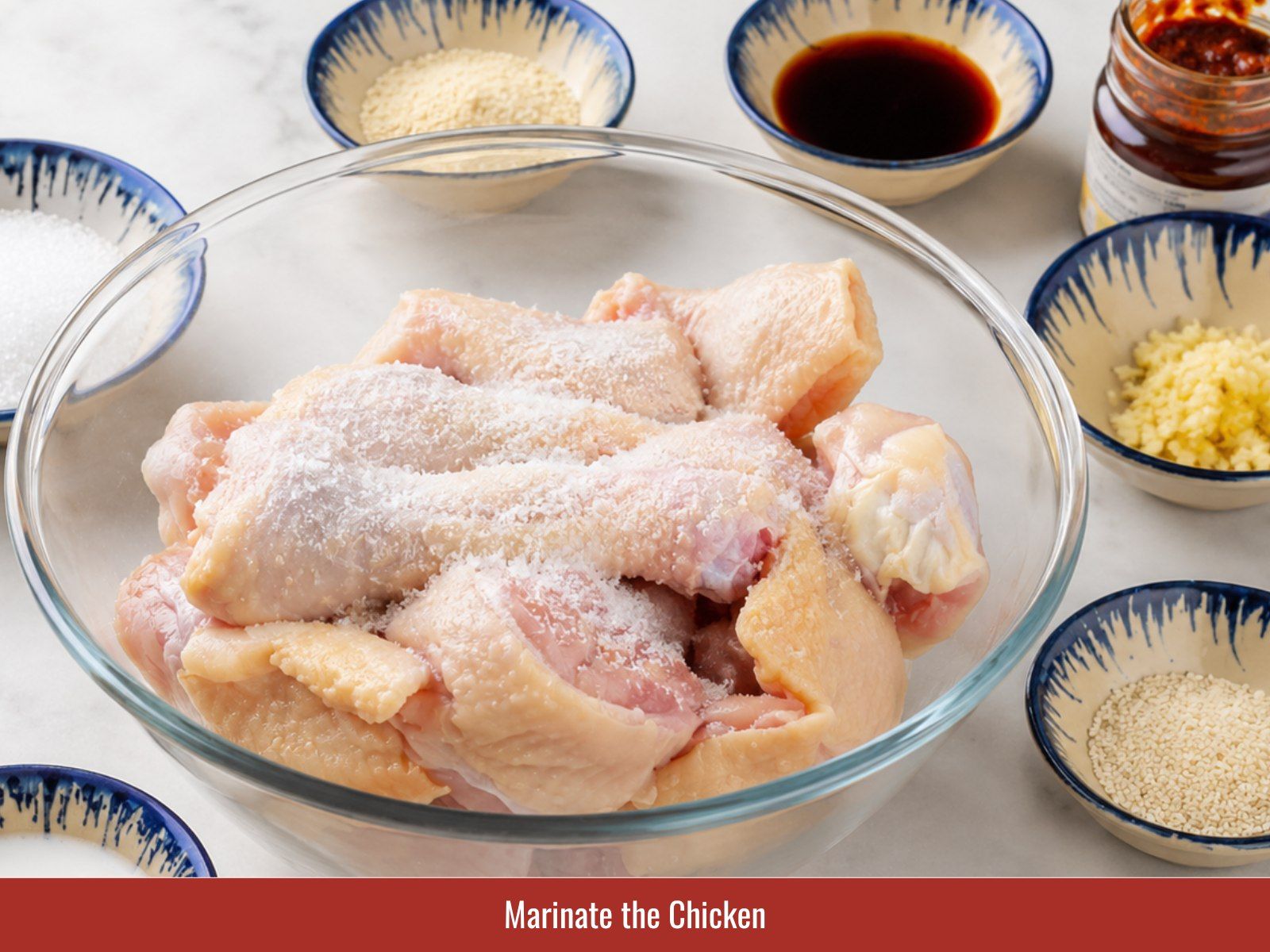 Marinate chicken with curry spices